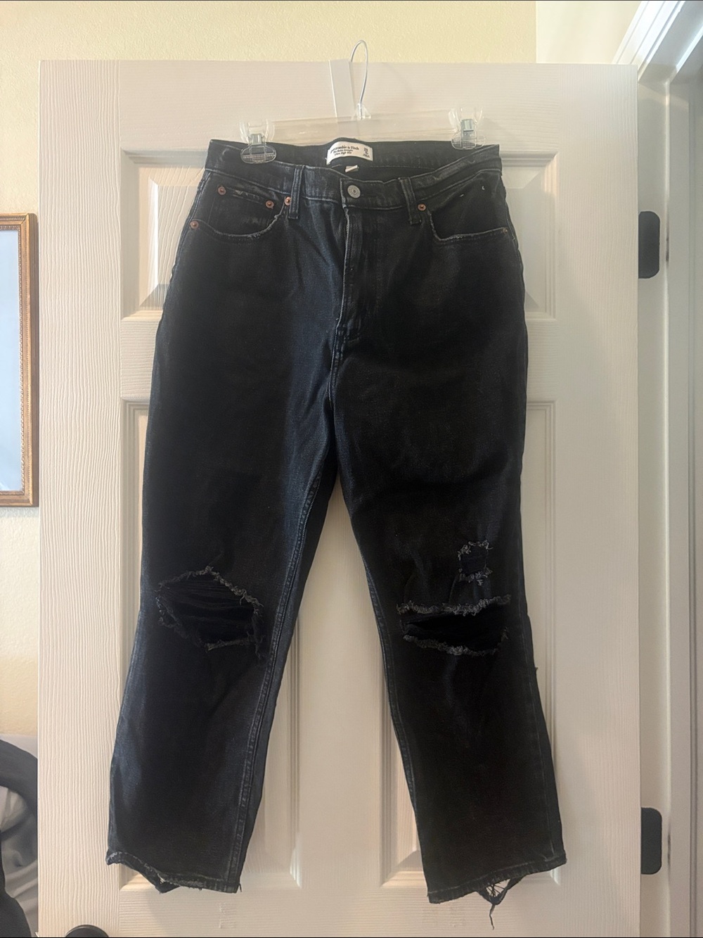 Black Distressed Women’s Jeans - Classic Straight Fit